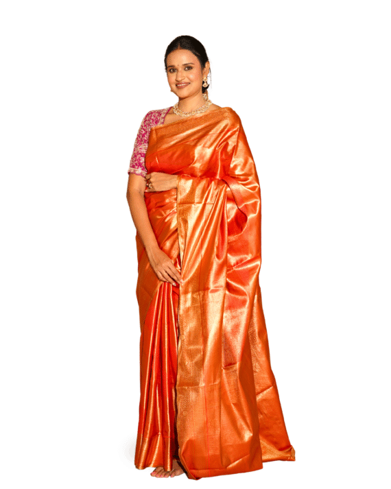 Rust Orange Soft Silk Saree