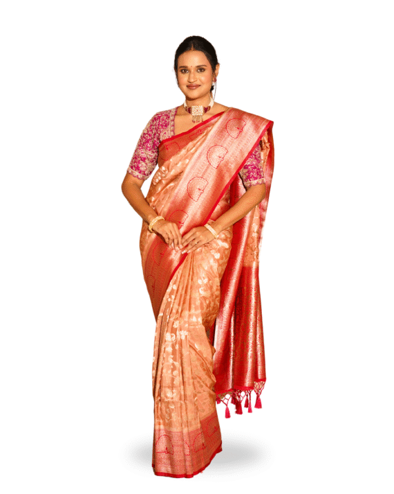 Rust & Red Soft Silk Paithani Saree with Peacock Border