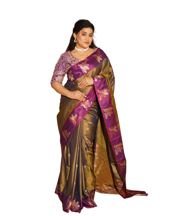 Elegant Dual-Tone Silk Blend Saree