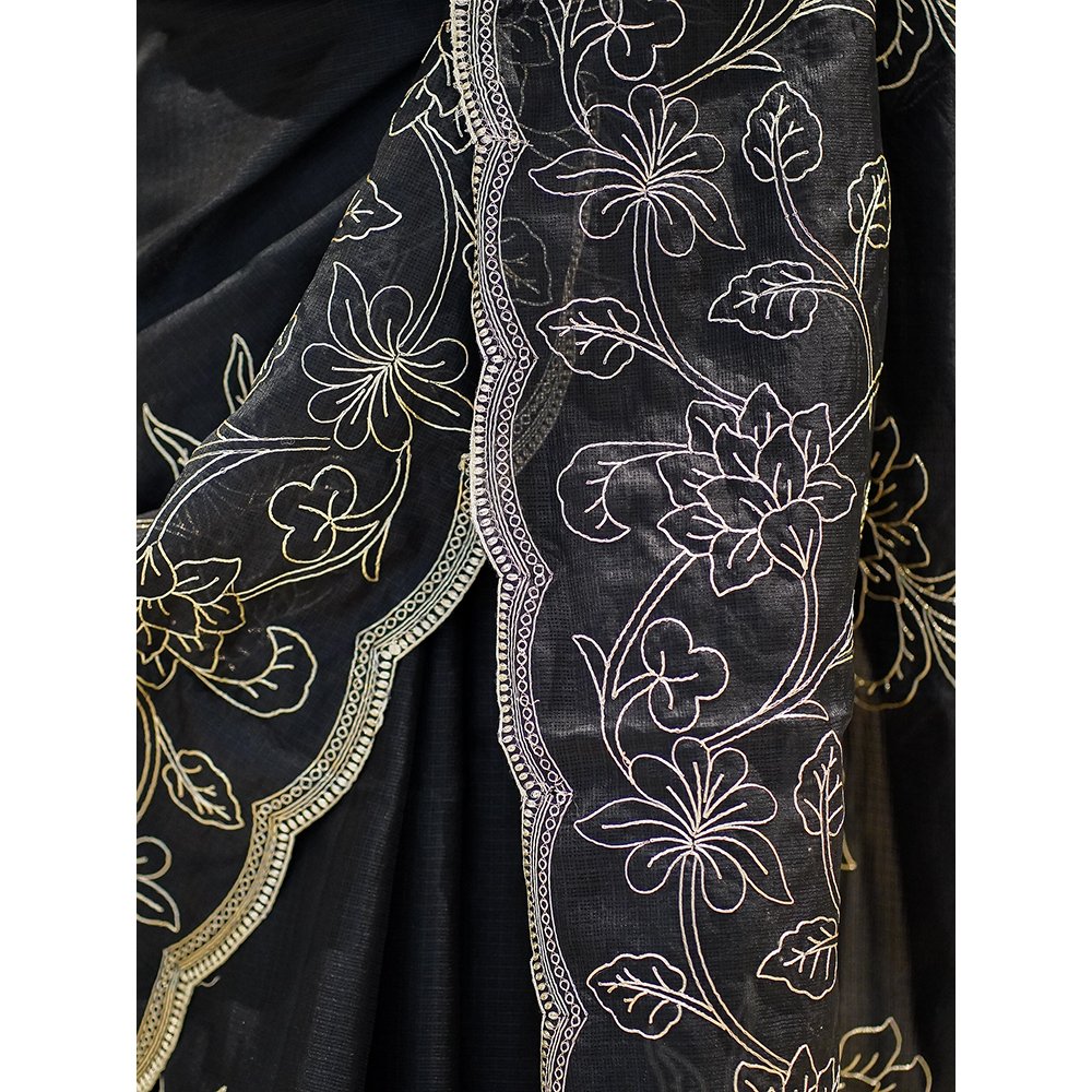 BLACK SUPERNET SAREE