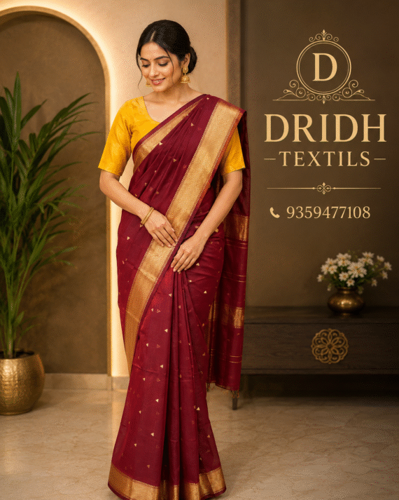 MAROON MAHESHWARI COTTON SAREE