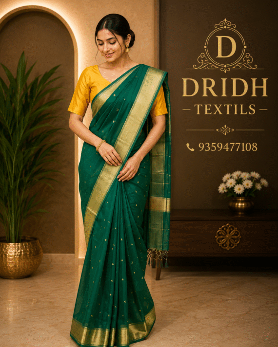 GREEN MAHESHWARI COTTON SAREE
