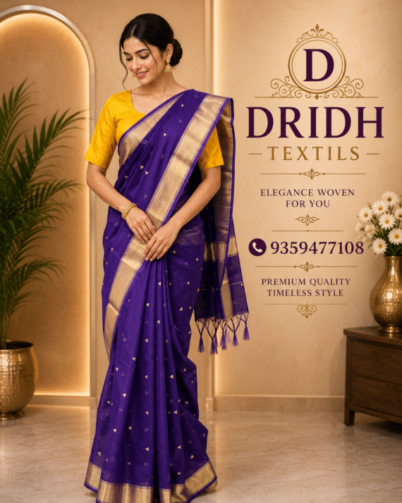 PURPLE MAHESHWARI COTTON SAREE