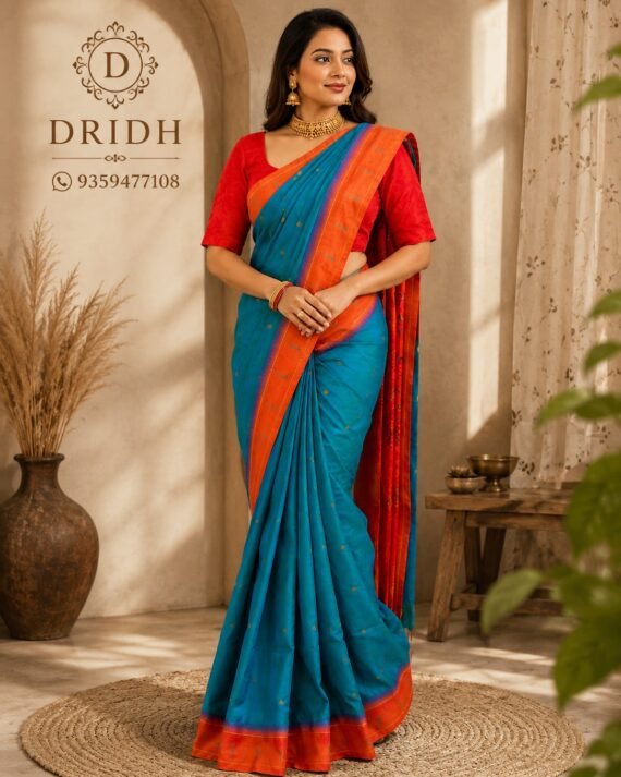 TEAL BLUE MUNIYA PAITHANI