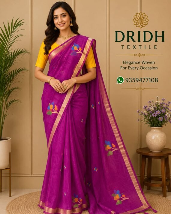 HOT PINK COTTON JAMDANI SAREE